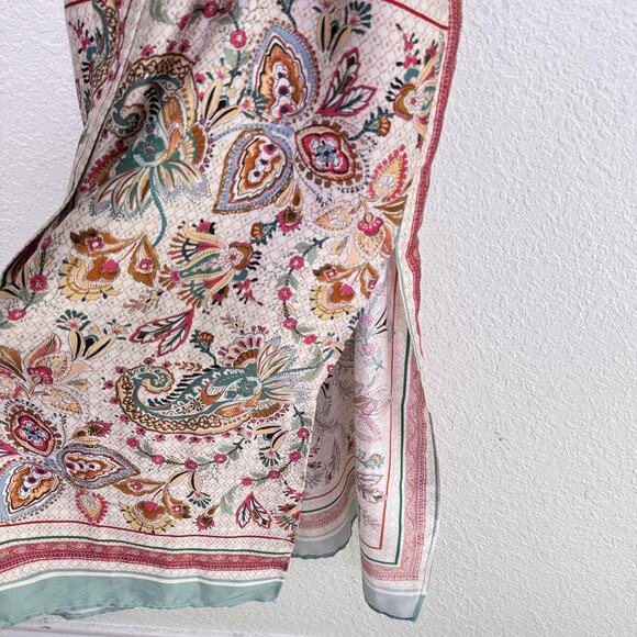 Zara Dress Womens Small Satin Paisley Floral Shirt Belted Boho Midi Blogger Fave - Picture 7 of 13